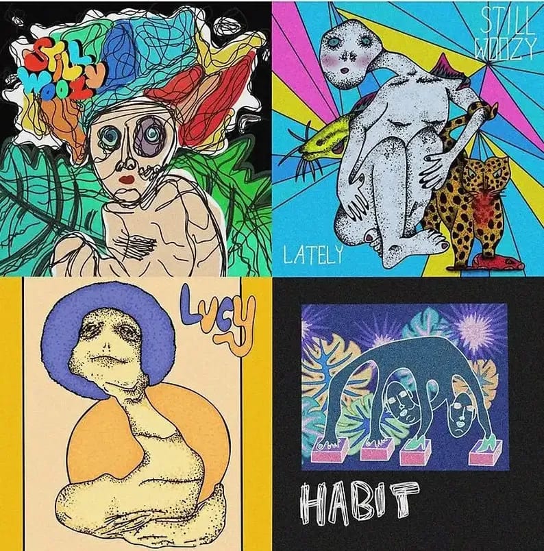 Collage Of Still Woozy Album Cover Doodles Poster