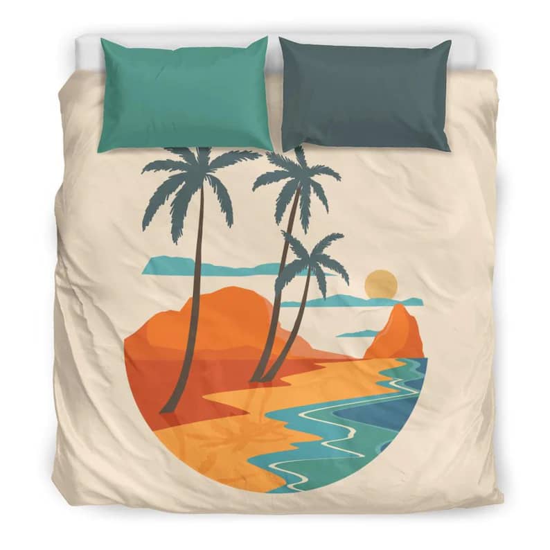 Inktee Store - Colorful Beach Landscape Beach Day By The Ocean Quilt Bedding Sets Image