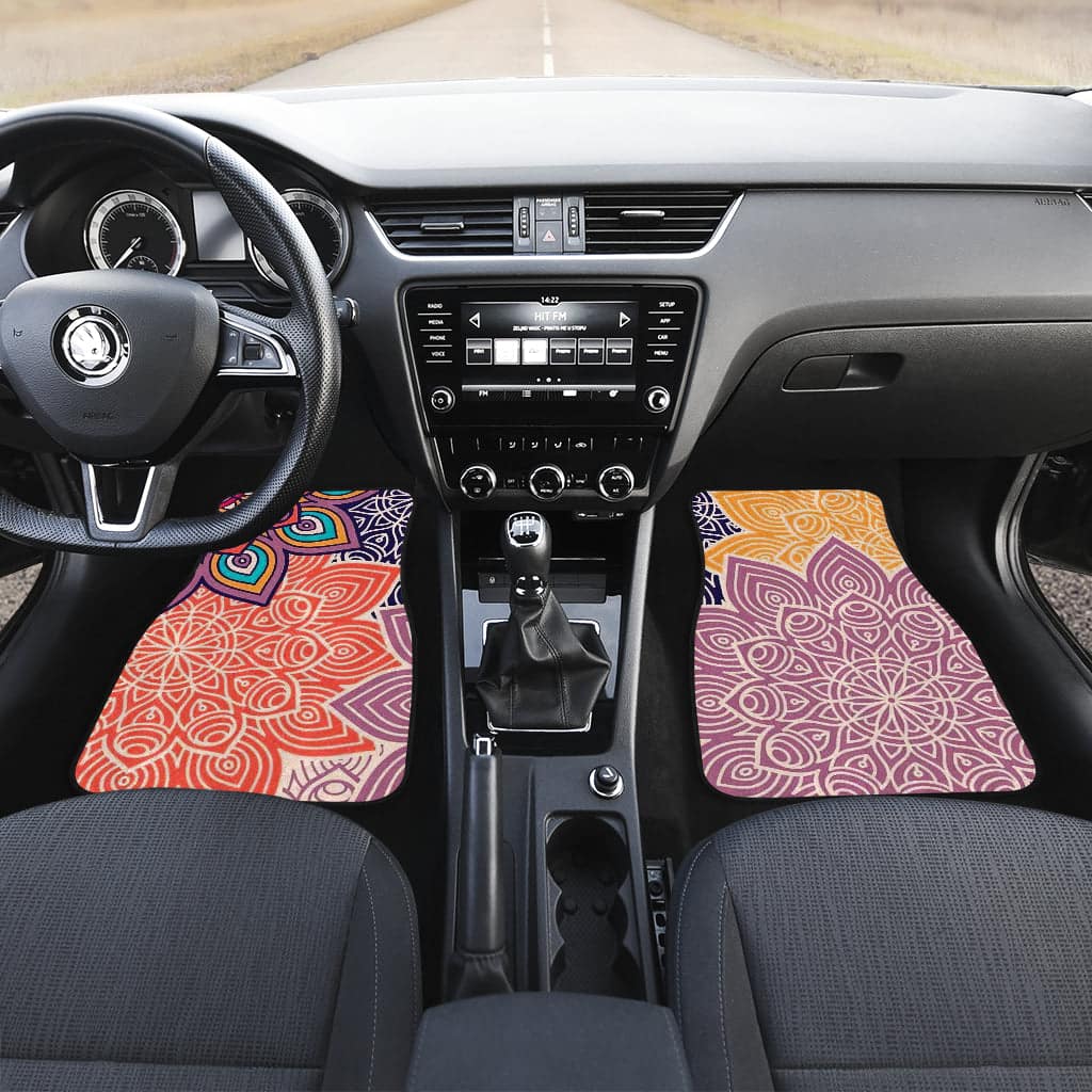 Inktee Store - Colorful Floral Mandalas Car Floor Mats Image