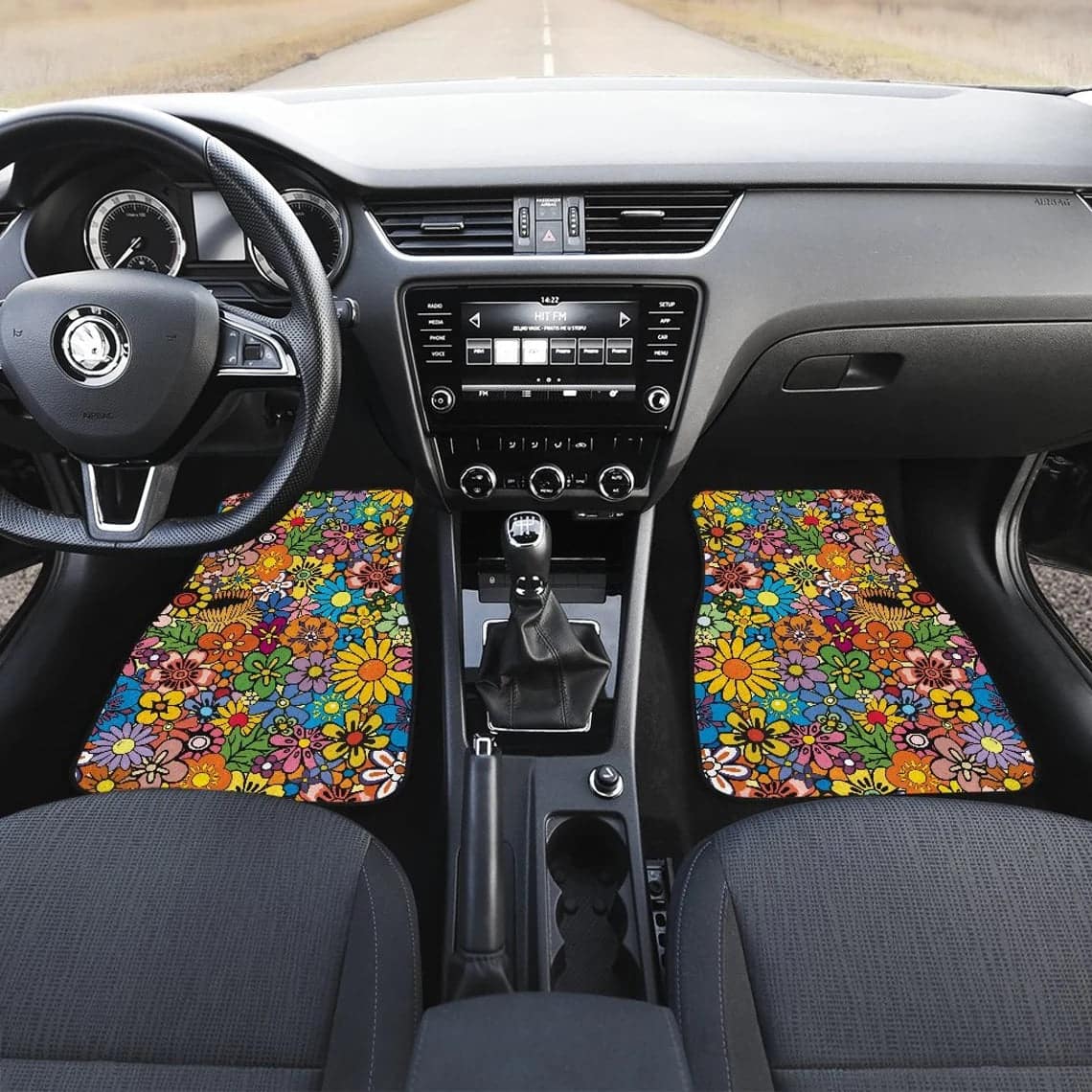 Inktee Store - Colorful Flowers Hippie Car Floor Mats Image