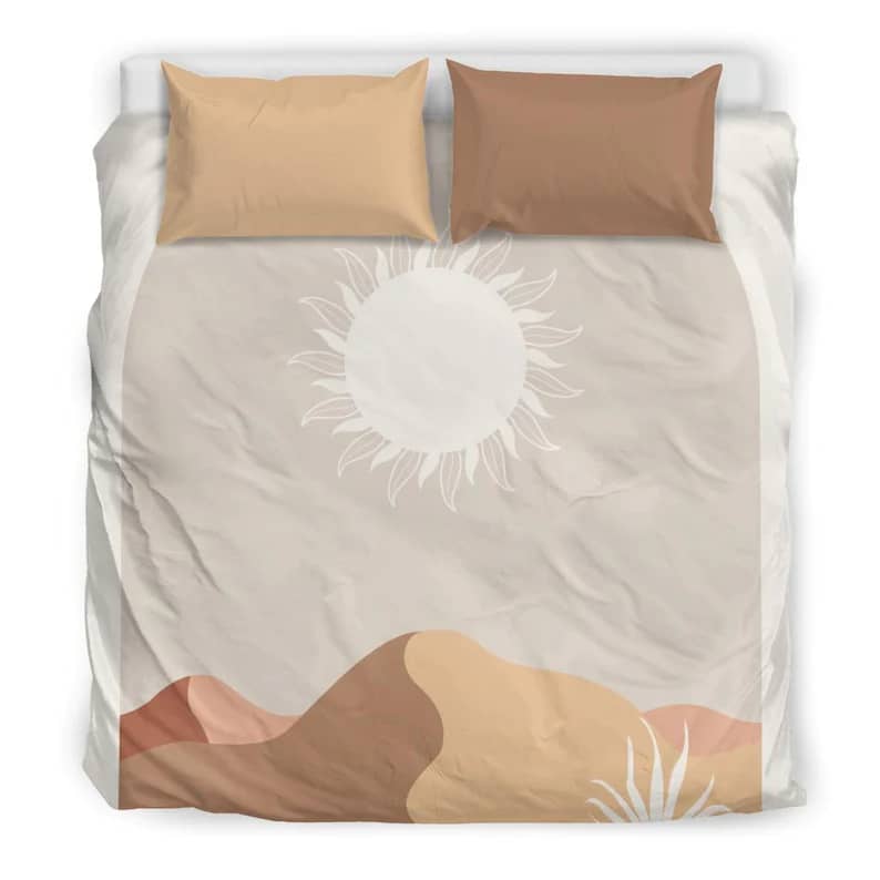 Inktee Store - Contemporary Geometric Landscape With Natural Color Like Beige Grey And Brown Quilt Bedding Sets Image
