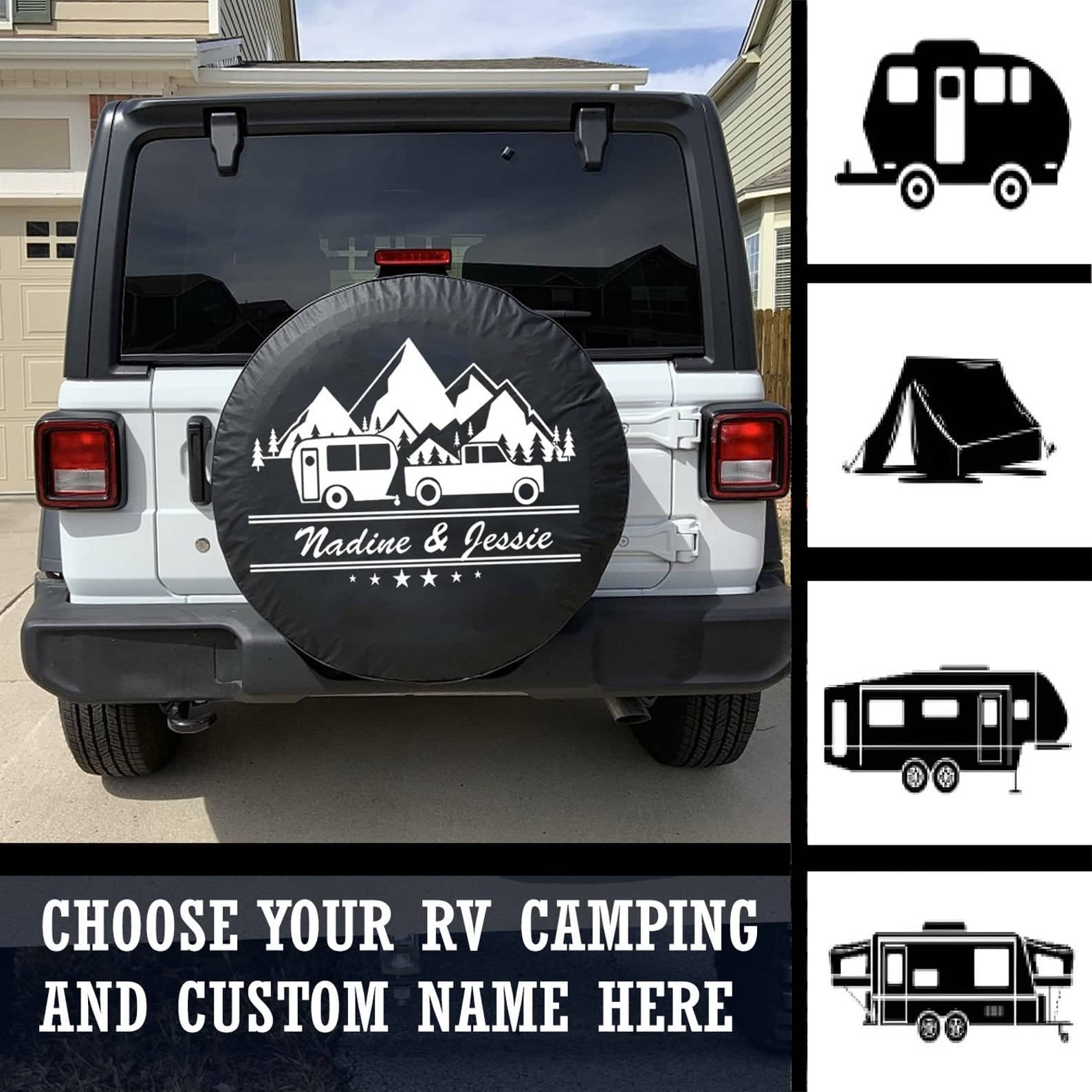 Inktee Store - Couple Campers Custom Tire Cover Image