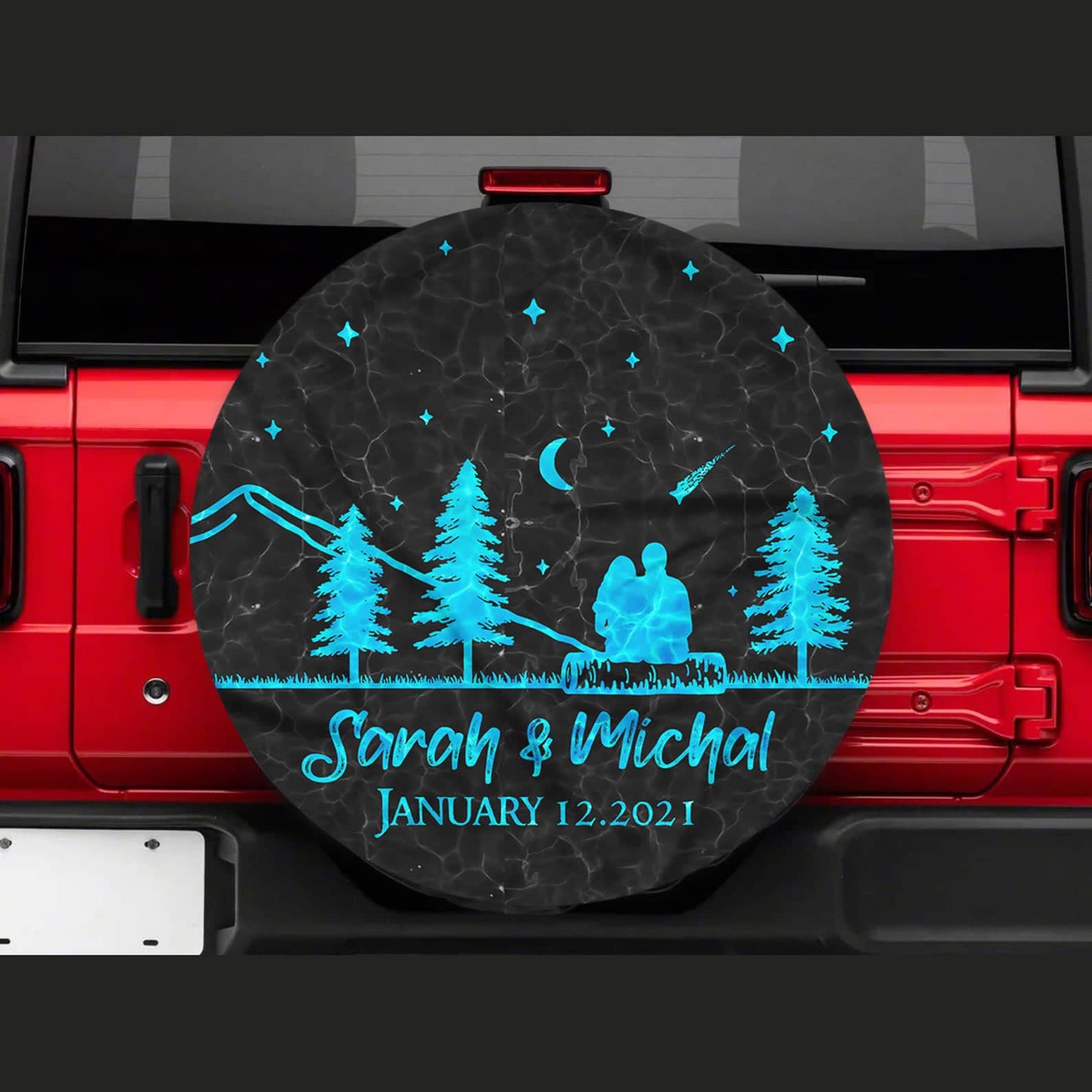 Inktee Store - Couple Camping Partner For Life Personalized Tire Cover Image