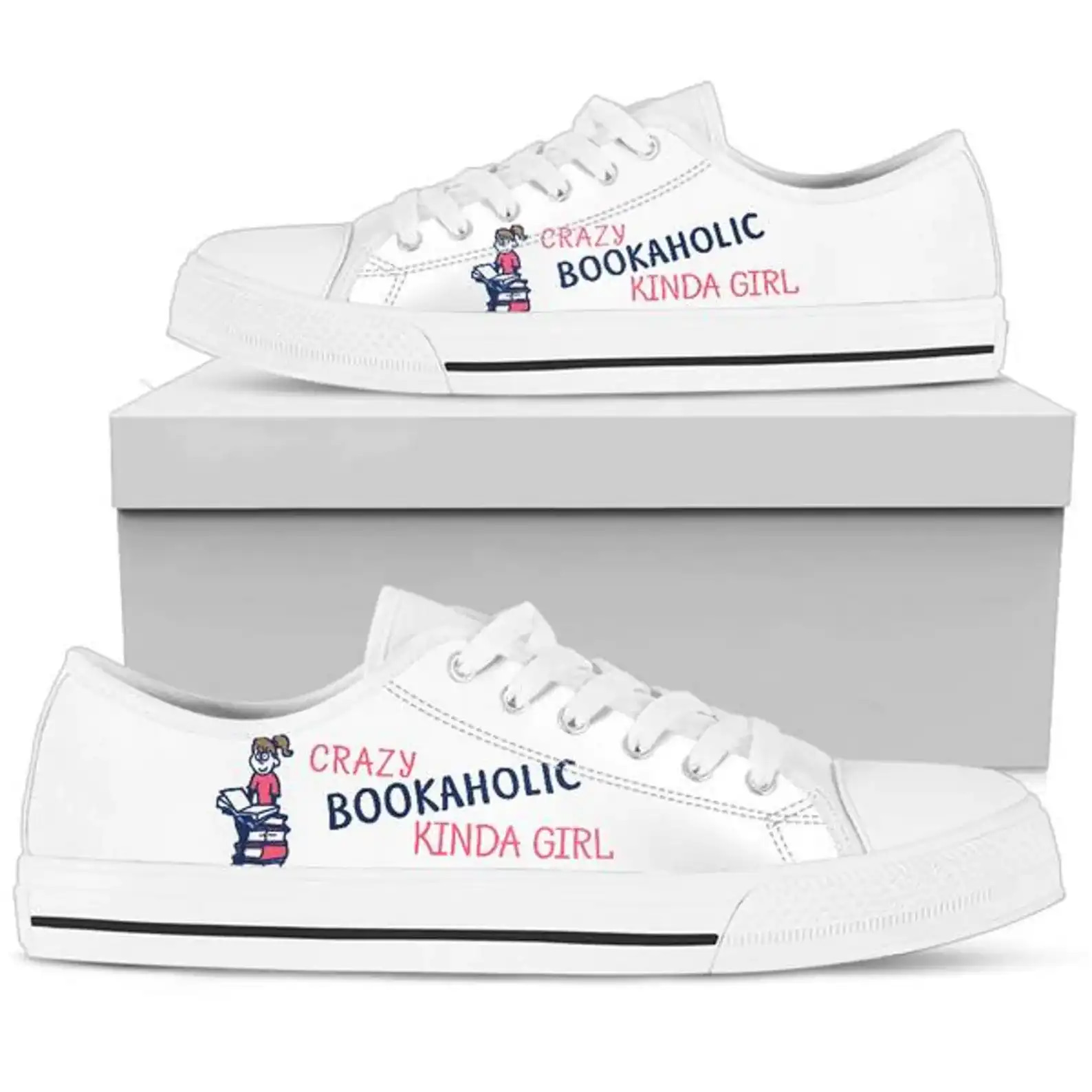 Crazy Bookaholic Kinda Girl Low Top Sneakers