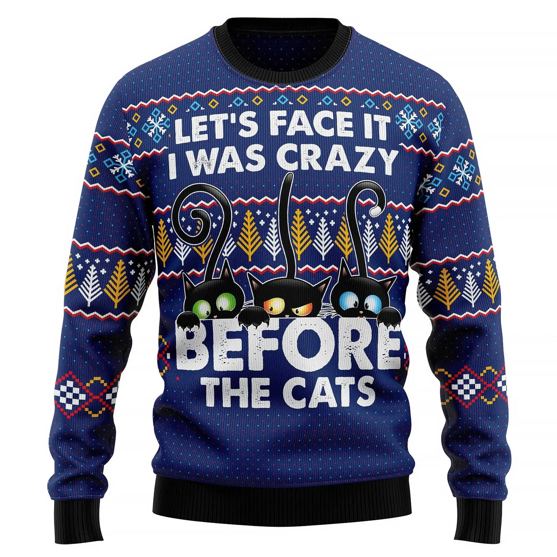Crazy Cat Knitted Xmas Best Holiday Gifts Ugly Sweater