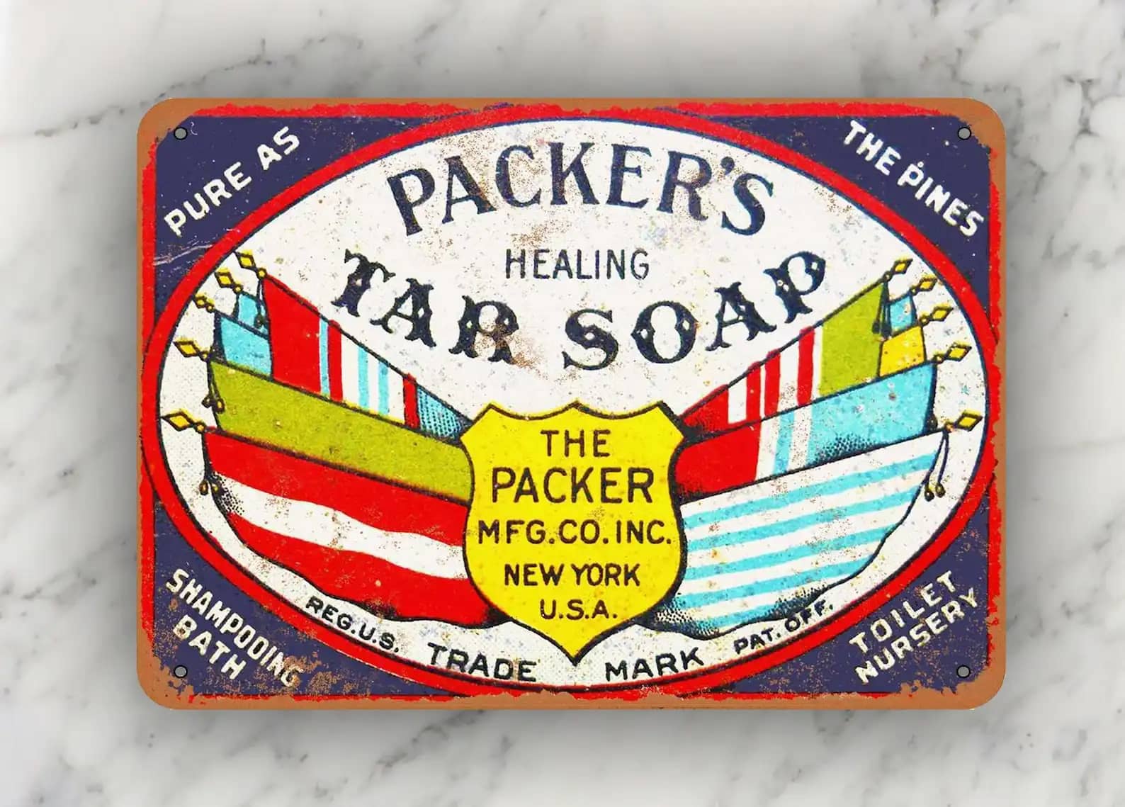 Custom Vintage Retro Packer's Healing Tar Soap Metal Sign