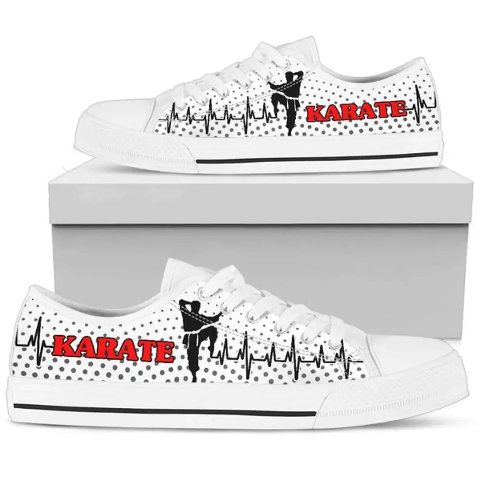 Customized Shoes Karate Ecg Polka Dots Low Top Sneakers