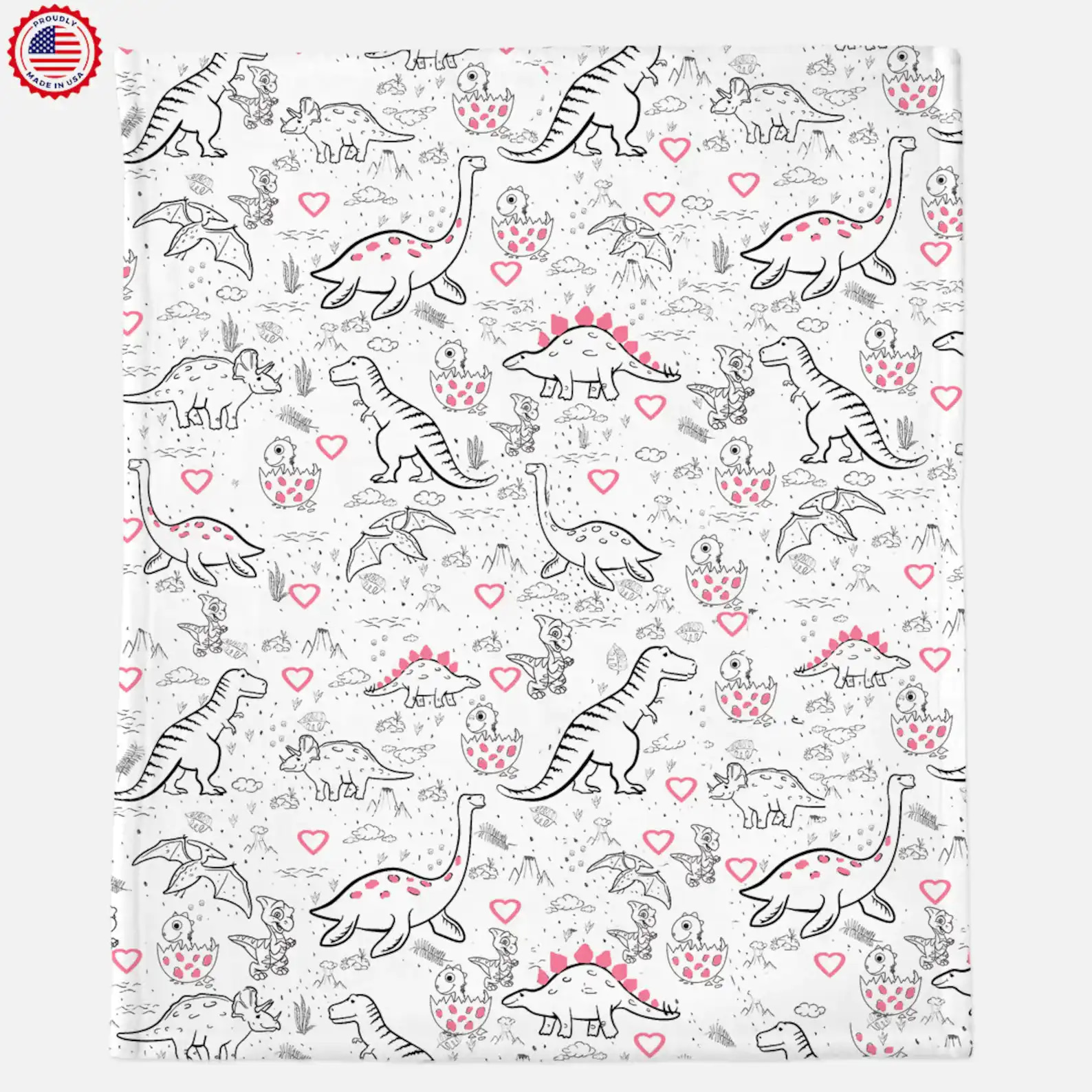 Cute Baby Dino Print Fleece Blanket