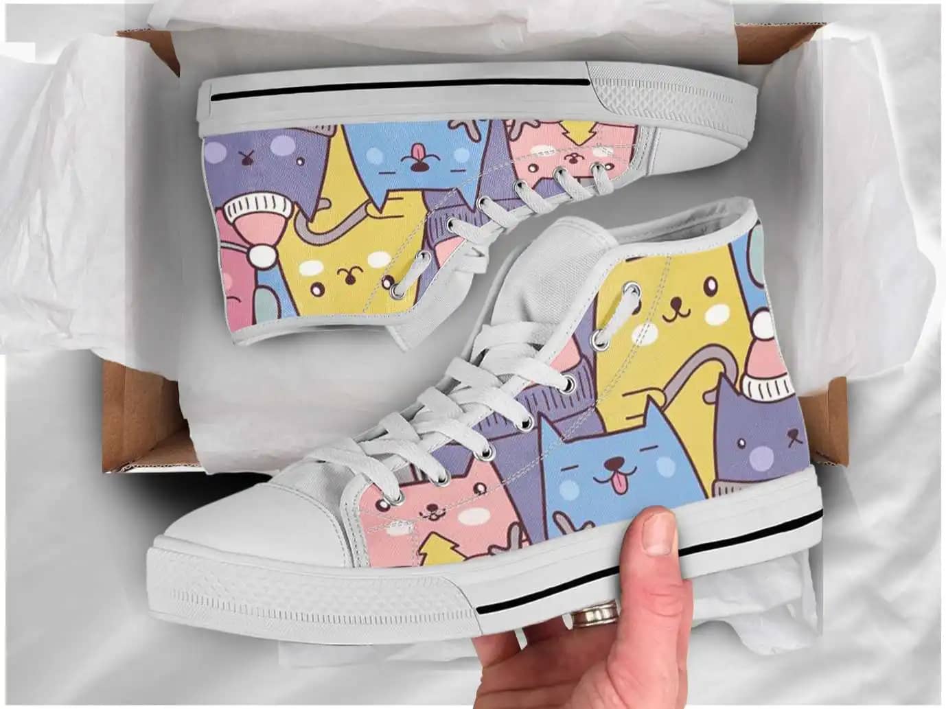 Cute Cat High Top Shoes