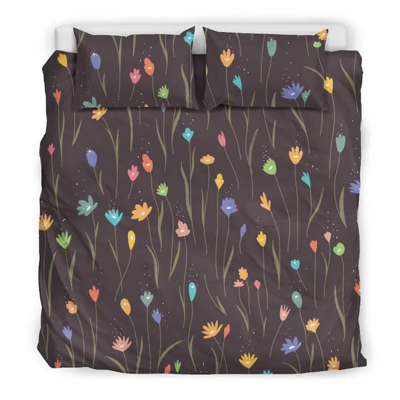 Inktee Store - Cute Colorful Rainbow Flower Field Quilt Bedding Sets Image