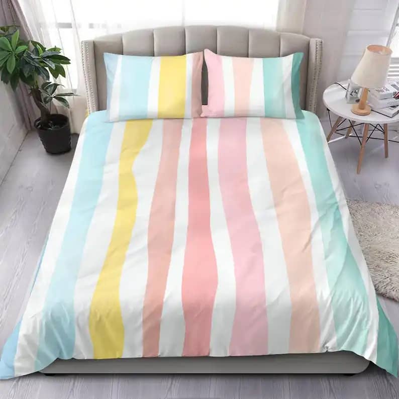 Cute Colorful Wavy Stripes Quilt Bedding Sets