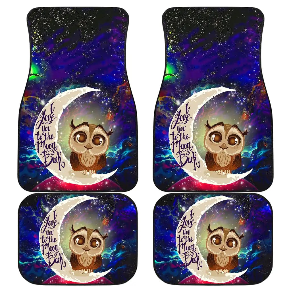Cute Owl Love You To The Moon Galaxy Car Floor Mats