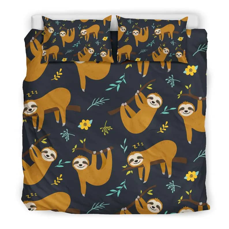 Inktee Store - Cute Sloth In Tree Quilt Bedding Sets Image
