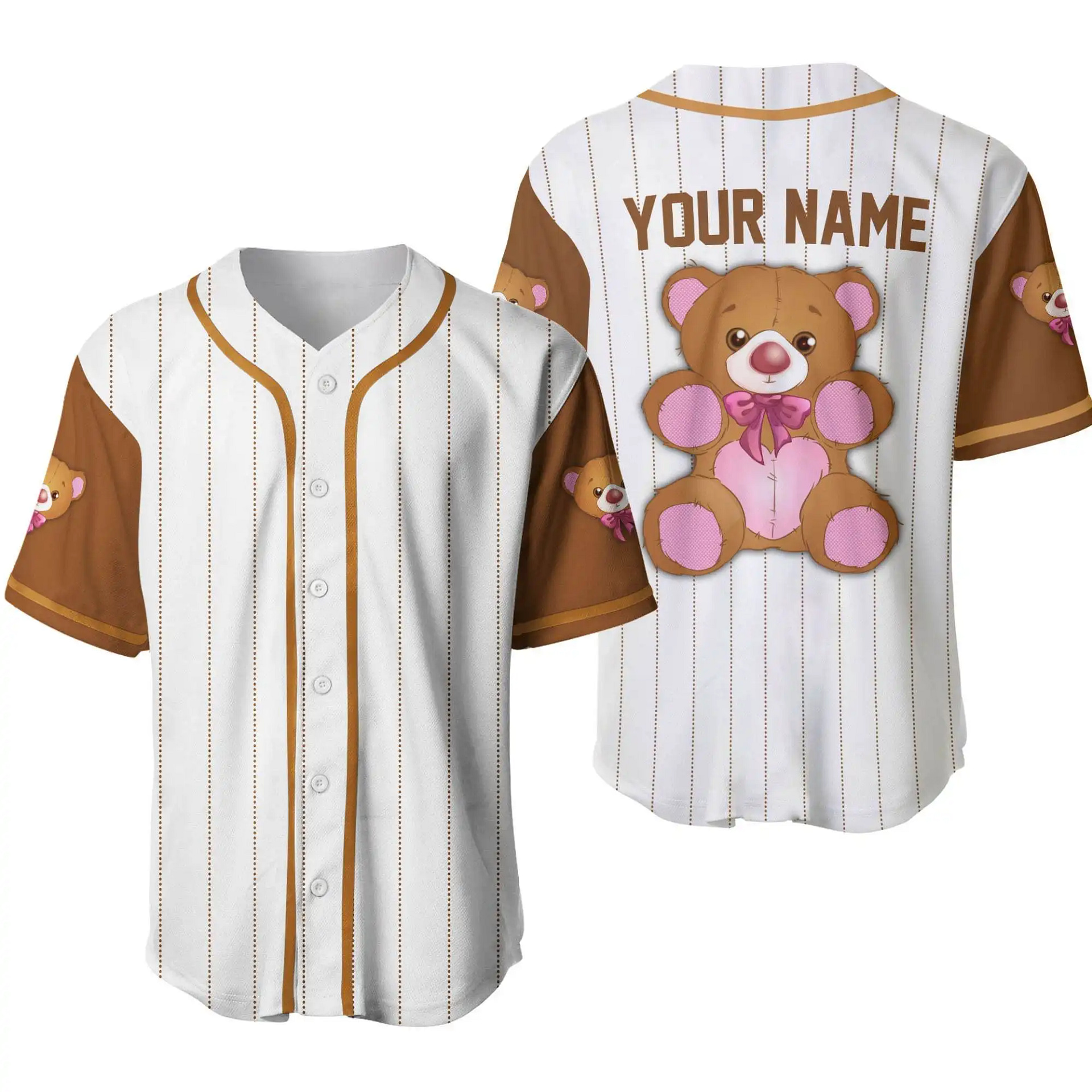 Cute Teddy Bear Baby Shower Party Theme Boy Girl Unisex Cartoon Graphic Casual Outfits Custom Personalized Men Women Baseball Jersey