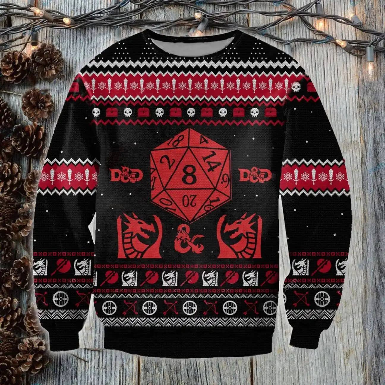 D&Amp; Dragon Men For Autism White Extra Large Ugly Sweater