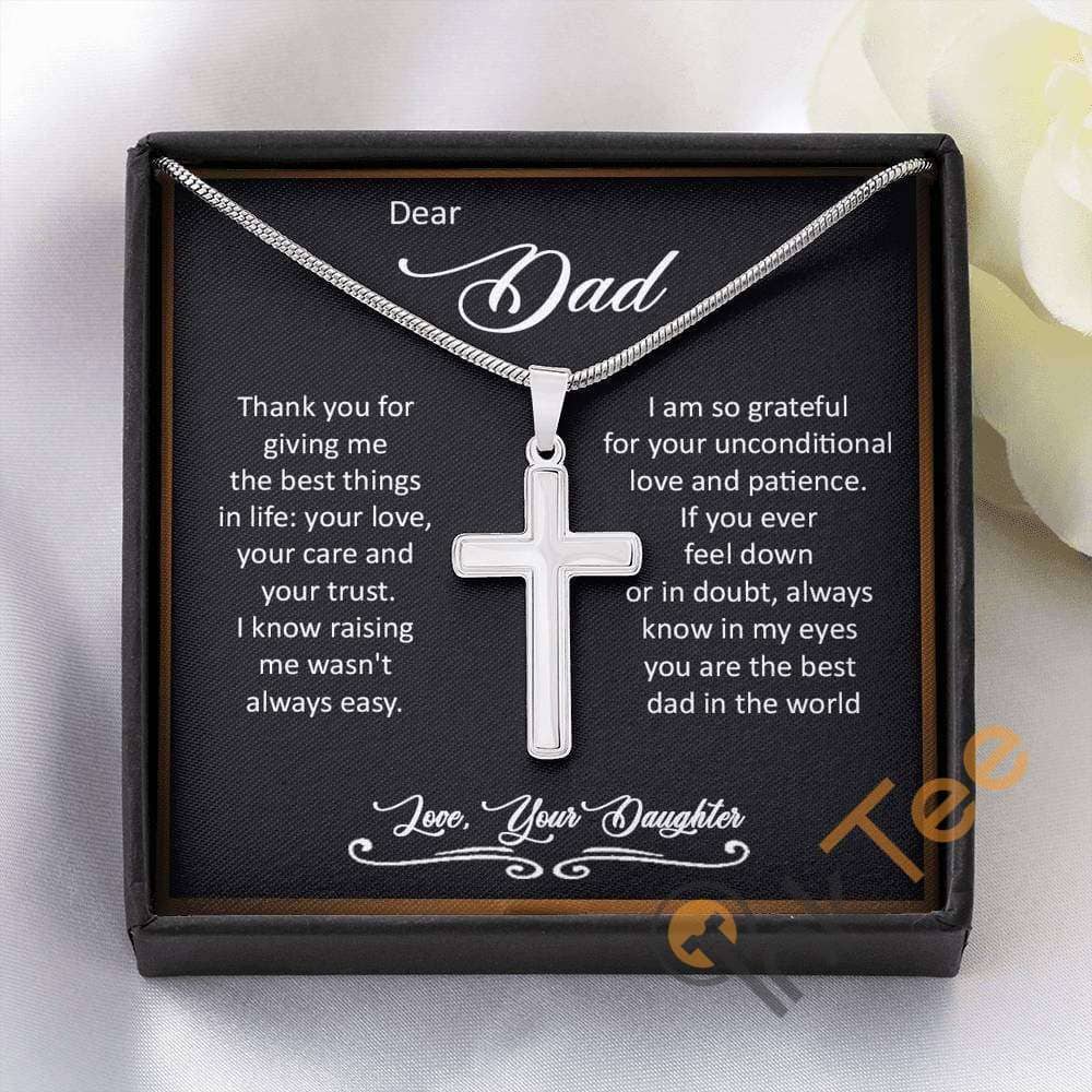 Dad Gift From Daughter Birthday Fathers Day For Father'S Cross Necklace Personalized Gifts