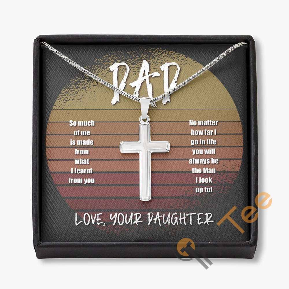 Dad Gift From Daughter Personalized Father's Day Birthday Cross Necklace Personalized Gifts