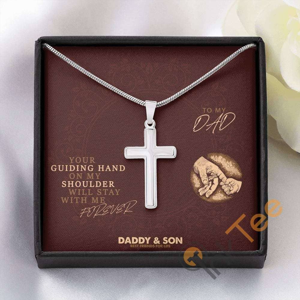 Dad &Amp; Son: Best Friends Forever Father'S Day Emotional Gift From Son Cross Necklace Personalized Gifts