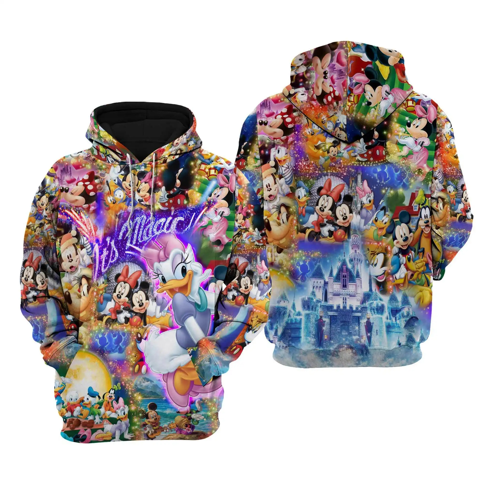 Daisy Duck Magical Glitter Castle Disney Cartoon Graphic Outfits Clothing Men Women Kids Toddlers Hoodie 3D