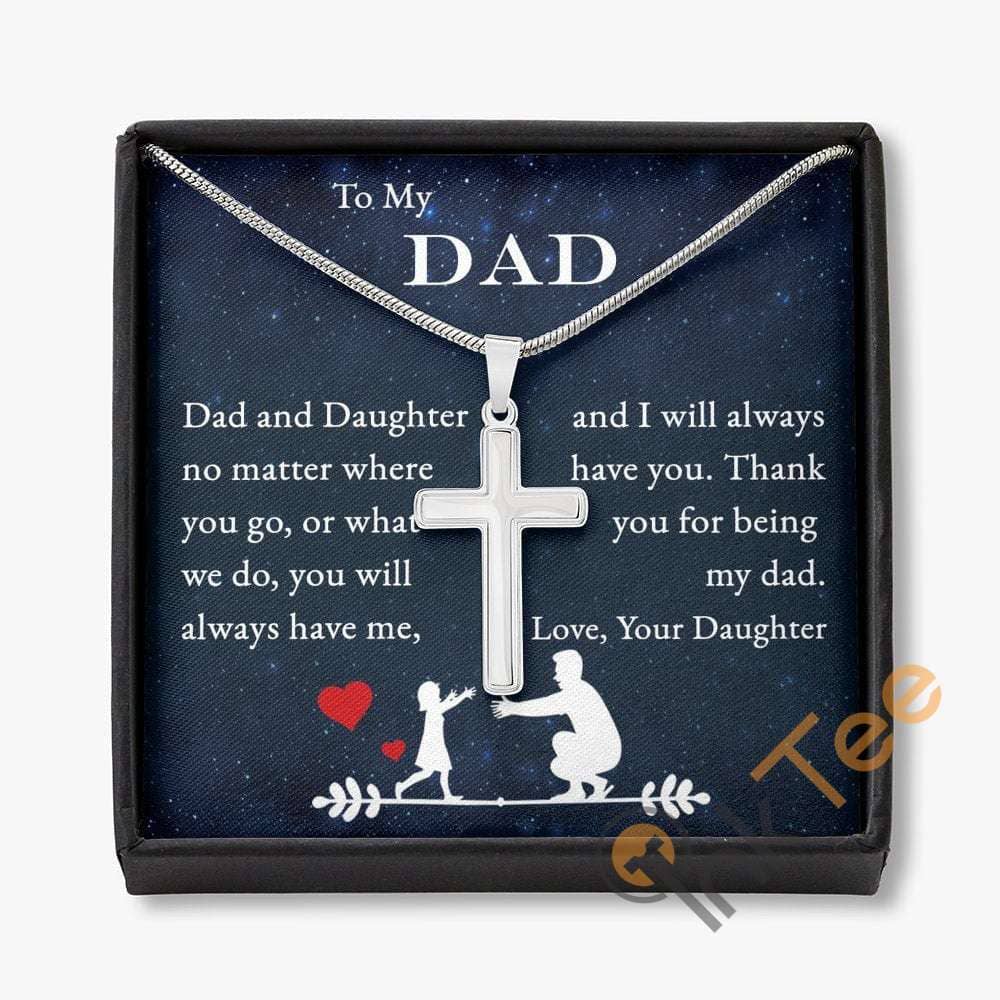 Daughter And Dad Necklace Gift For Father'S Day Father Jewelry Personalized Cross Pendant From Personalized Gifts