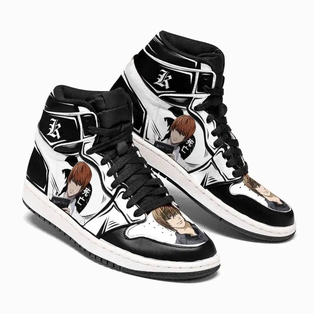 Death Note Light Yagami White Custom Anime Air Jordan Shoes