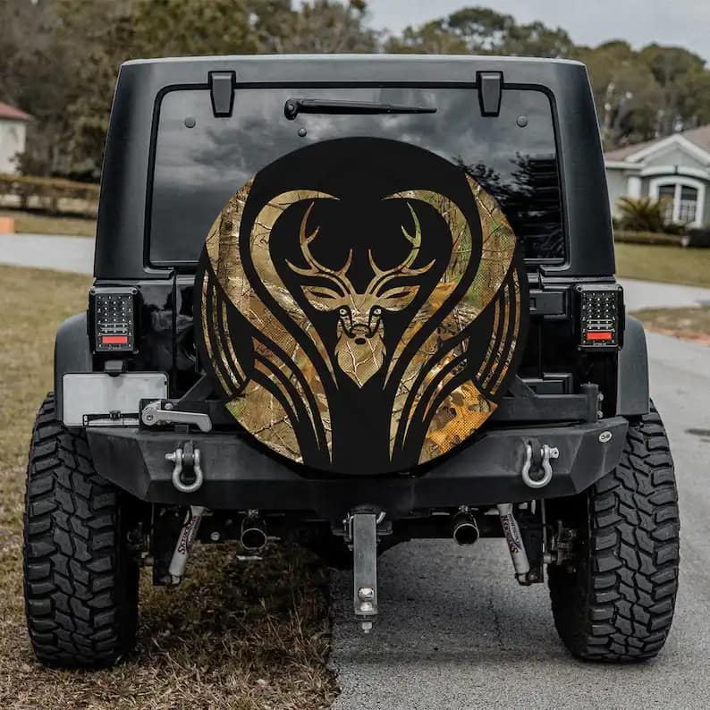 Deer Camo Background Tire Cover