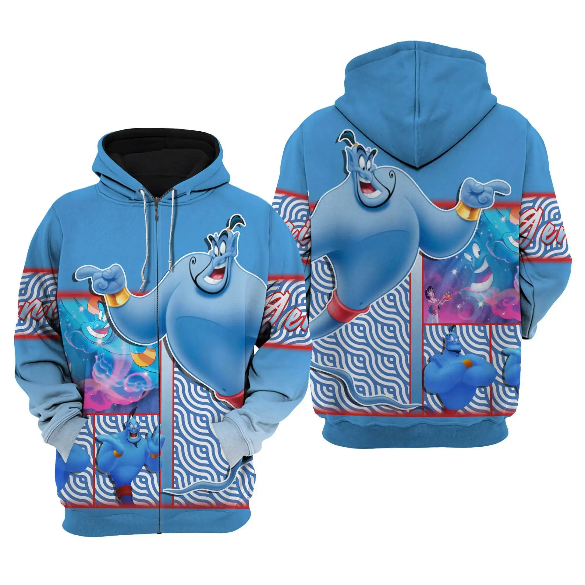 Disney Aladdin Magic Genie Disney Graphic Cartoon Outfits Clothing Men Women Kids Toddlers Hoodie 3D
