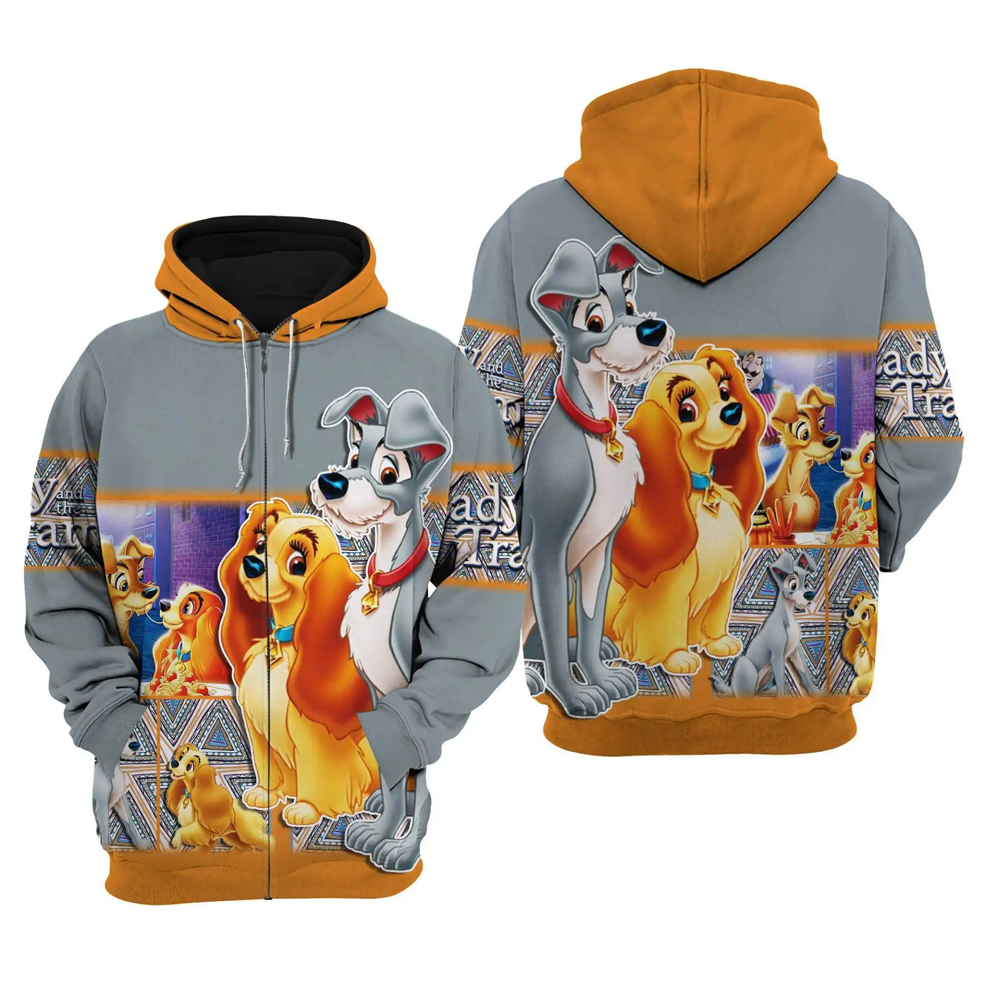 Disney Lady And The Tramp Dogs Disney Graphic Cartoon Outfits Clothing Men Women Kids Toddlers Hoodie 3D