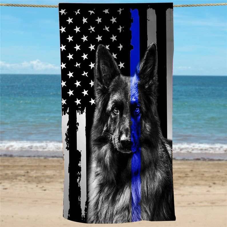 Inktee Store - Dog Back The Blue Custom Beach Towel Image