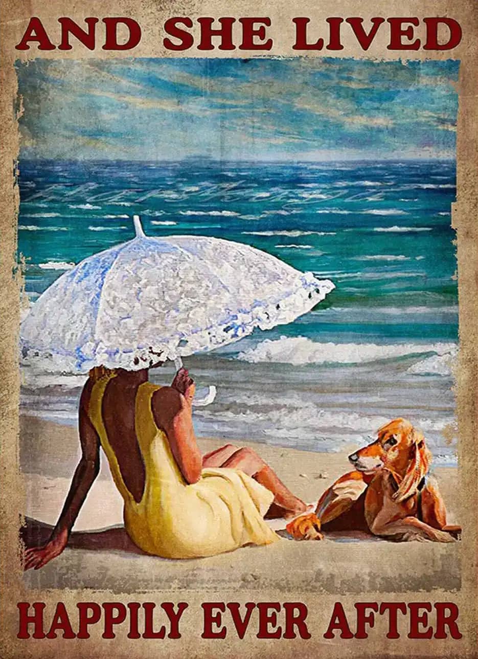 Dog Lover Beach And She Lived Happily Ever After The Girl Poster