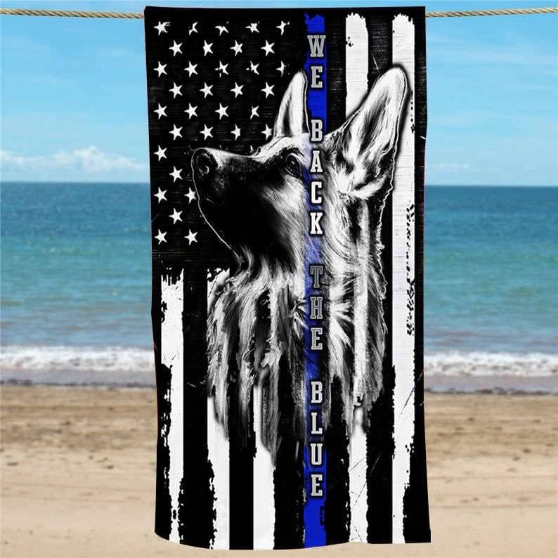 Inktee Store - Dog Police Flag Beach Towel Image