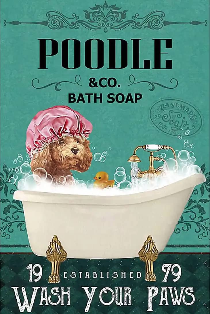 Dog Poodle Co Bath Soap Wash Your Paws Poster