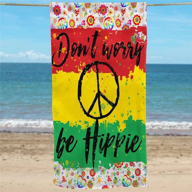 Inktee Store - Don'T Worry Hippie Custom Beach Towel Image