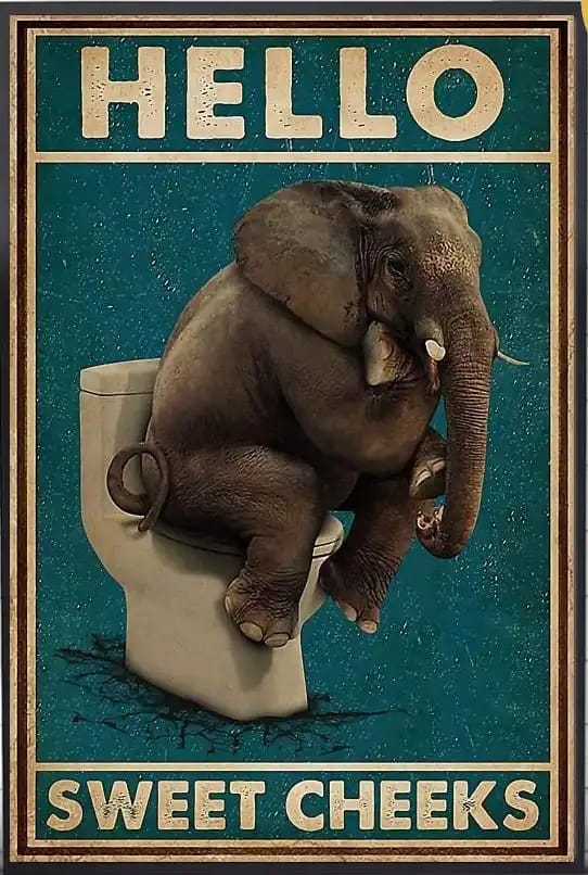 Elephant Toilet Hello Sweet Cheeks Poster