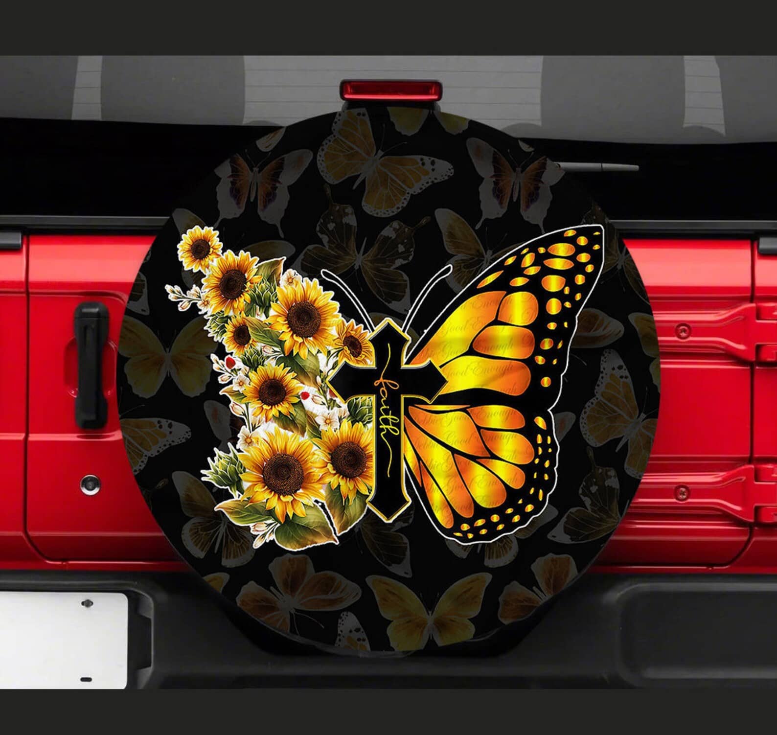 Inktee Store - Faith Butterfly Personalized Tire Cover Image