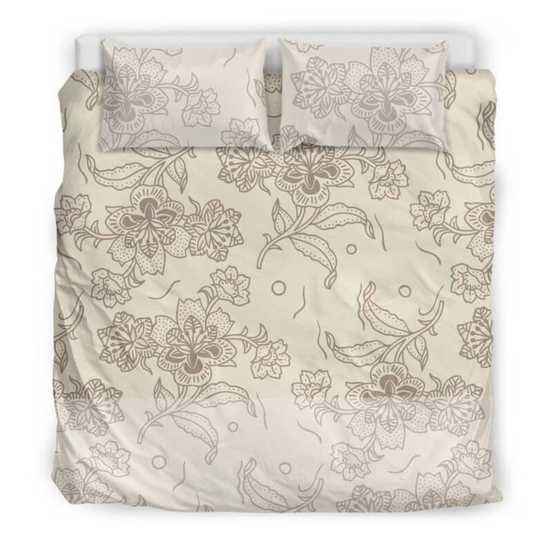 Inktee Store - Fancy Beige Flowery Japanese Oriental Quilt Bedding Sets Image