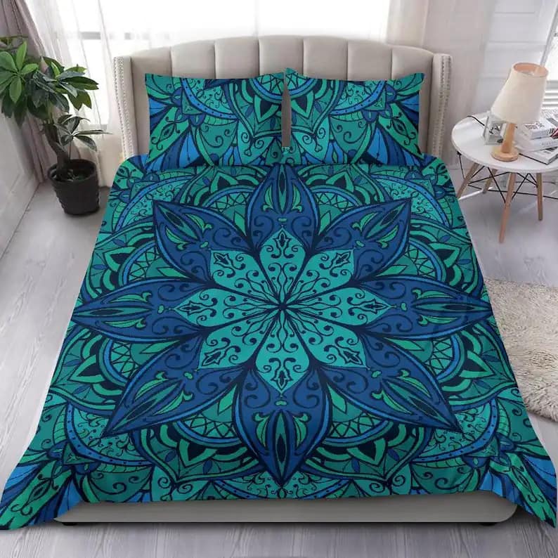 Fancy Blue Flower Indian Mandala Quilt Bedding Sets
