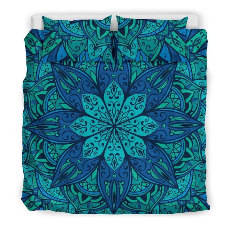 Inktee Store - Fancy Blue Flower Indian Mandala Quilt Bedding Sets Image