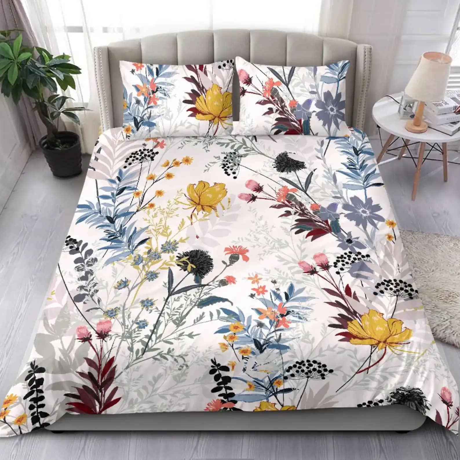 Fancy Colourful Flower Field Quilt Bedding Sets