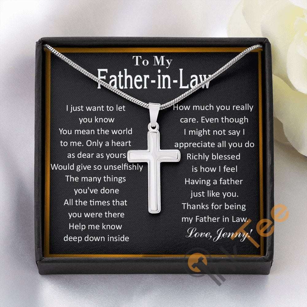 Father In Law Fathers Day Gifts Birthday Gift Father's Cross Necklace Personalized Gifts
