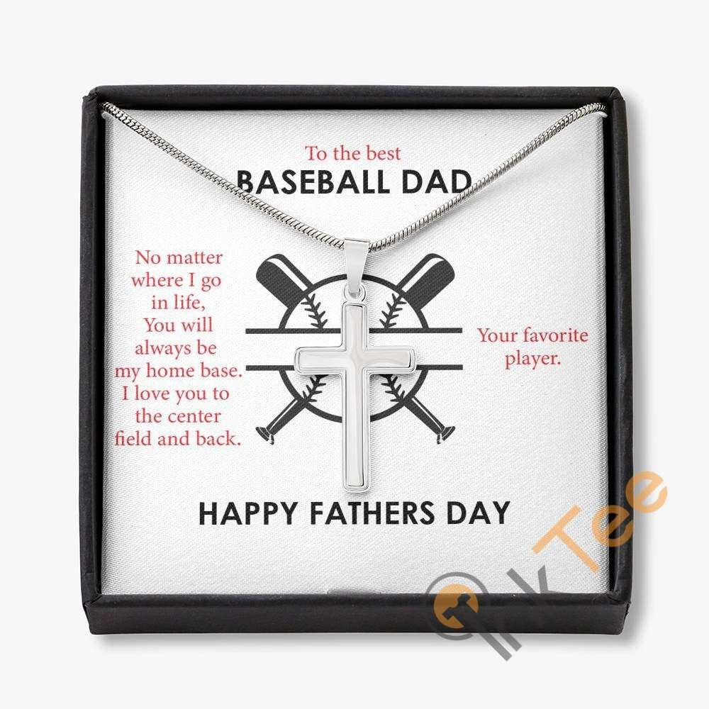 Fathers Day Baseball Father Necklace Dad Gift Jewelry To My 2021 Cross Personalized Gifts