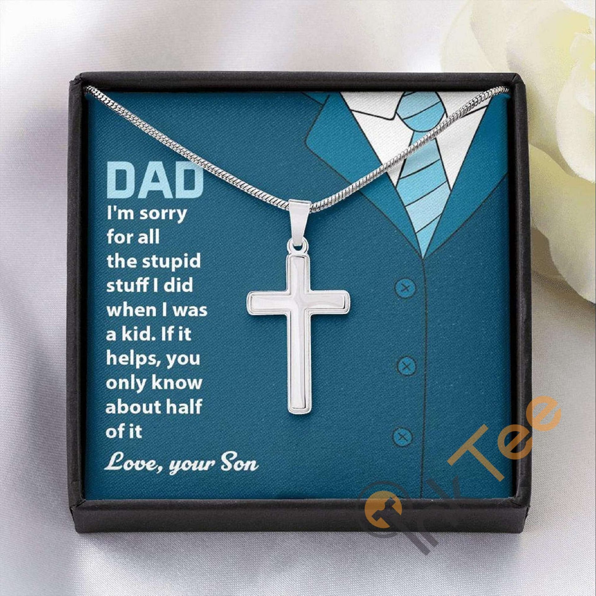Father'S Day Cross Ball Chain Necklace Gift For Dad Artisan Pendant Father From Son Funny Personalized Gifts