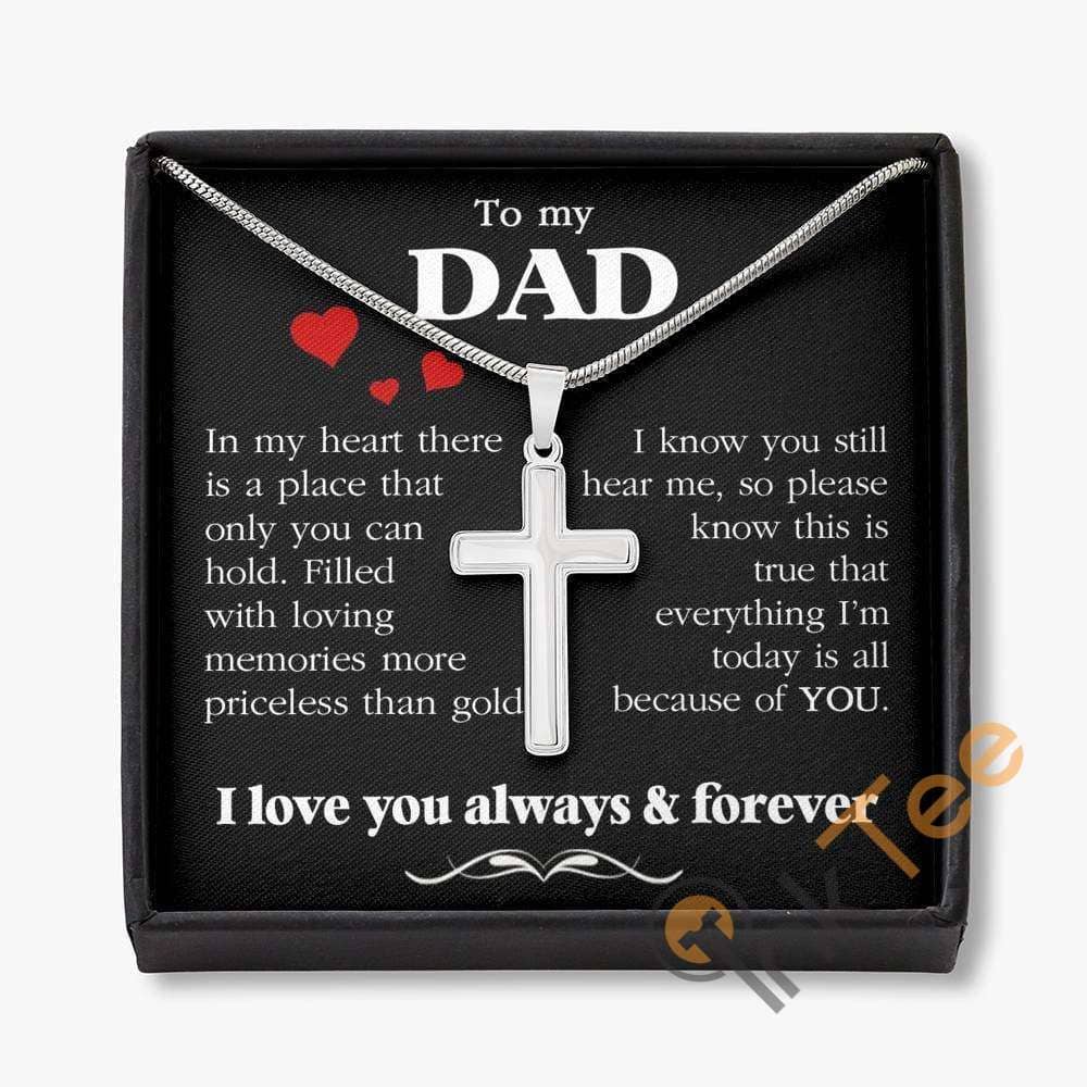 Father'S Day Gift Dad Thank You Birthday For Daughter To Cross Necklace Personalized Gifts