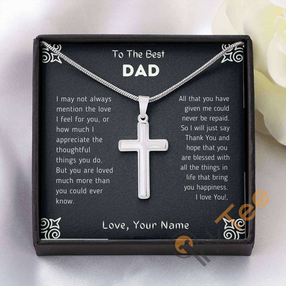 Fathers Day Gift For Dad Father'S Giftdad From Son Daughter Daddy Birthday Christmas Cross Necklace Personalized Gifts