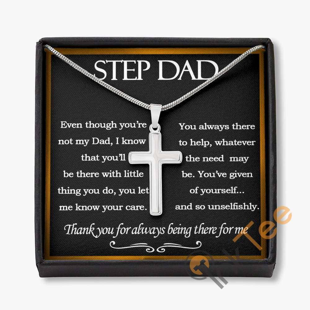 Father's Day Gift For Step-dad Step Dad From Daughter And Son Necklace Cross Personalized Gifts