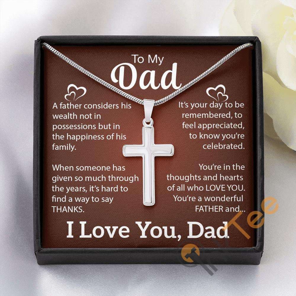 Fathers Day Gift From Daughter Daddy Birthday For Dad Drom Son Father Message Card Christian Cross Necklace Personalized Gifts