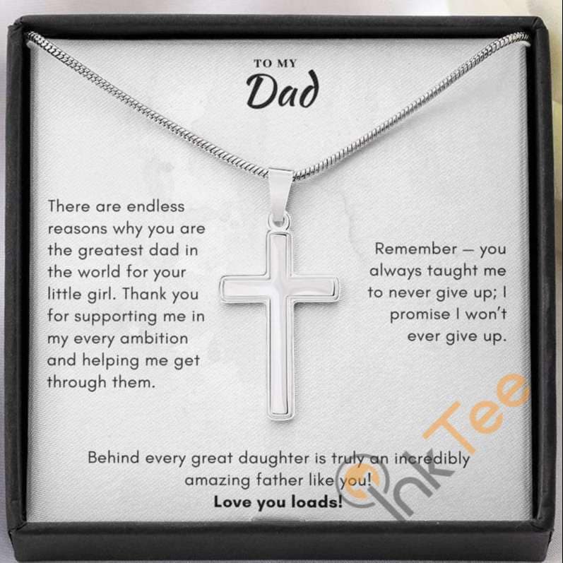 Fathers Day Gift From Daughter For Dad To Father Cross Necklace Personalized Gifts
