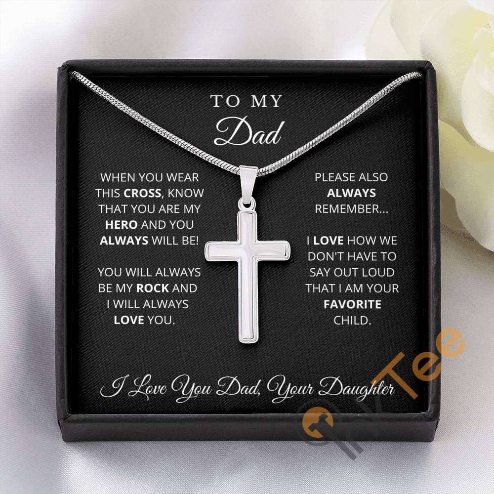 Fathers Day Gift From Daughter Personalized For Daddy Engraved Father Dad Cross Necklace Personalized Gifts