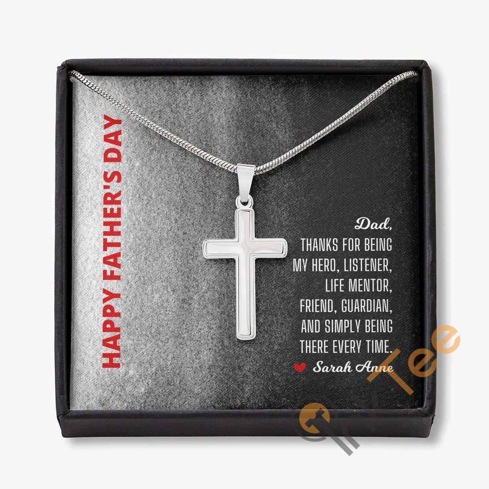 Father'S Day Gift From Daughter Silver Cross Necklace Personalized Gifts