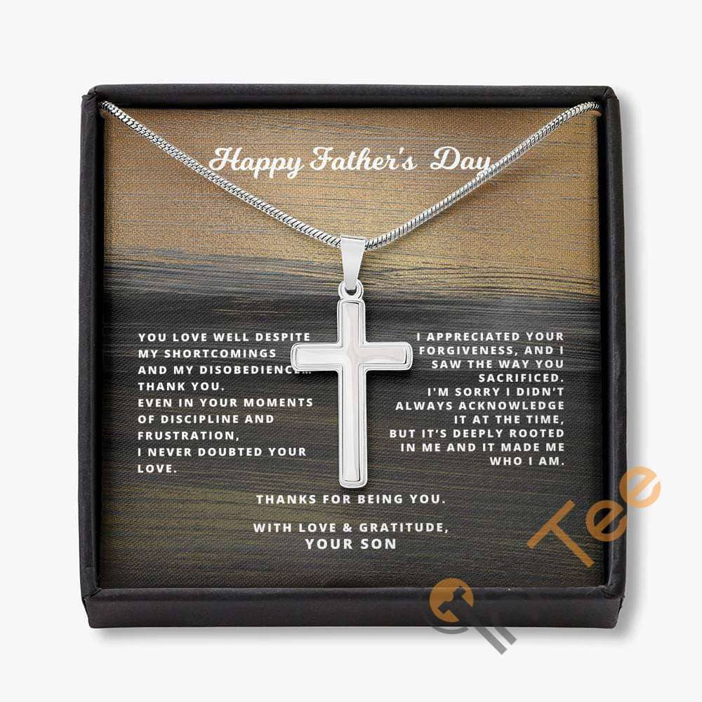 Father'S Day Gift From Son Silver Cross Necklace Personalized Gifts